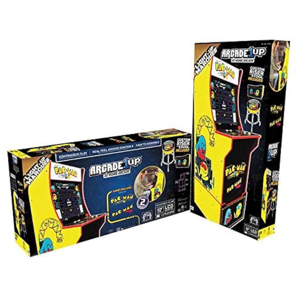 Arcade1Up Pacman 2 Games in 1 with Light-up Marquee stool